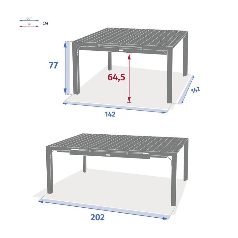Table de jardin EVASION Effet bois Honey / Graphite