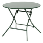 Ensemble table de jardin ronde + 4 chaises empilables GREENSBORO Vert Olive