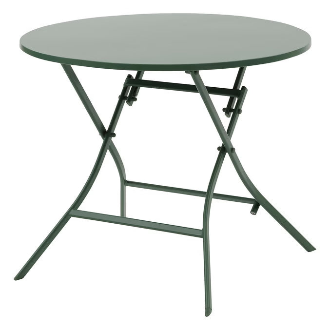Ensemble table de jardin ronde + 4 chaises empilables GREENSBORO Vert Olive