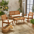 Bohémia Salon de jardin bois d'acacia et cannage 4 places