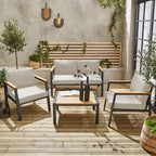 Casoria Salon de jardin aluminium et polywood 4 places Anthracite / Beige