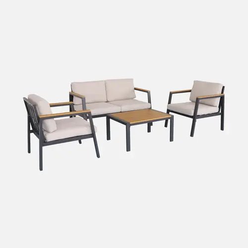 Casoria Salon de jardin aluminium et polywood 4 places Anthracite / Beige