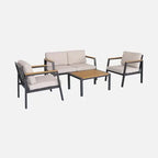 Casoria Salon de jardin aluminium et polywood 4 places Anthracite / Beige