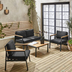 Casoria Salon de jardin aluminium et polywood 4 places Anthracite / Gris foncé