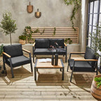 Casoria Salon de jardin aluminium et polywood 4 places Anthracite / Gris foncé