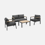 Casoria Salon de jardin aluminium et polywood 4 places Anthracite / Gris foncé
