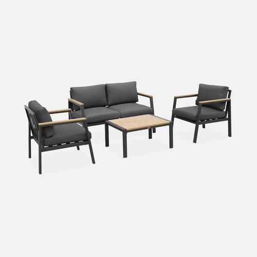 Casoria Salon de jardin aluminium et polywood 4 places Anthracite / Gris foncé