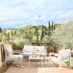 Casoria Salon de jardin aluminium et polywood 4 places Blanc / Beige