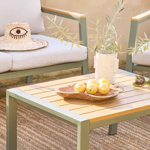 Casoria Salon de jardin aluminium et polywood 4 places Kaki / Beige