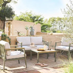 Casoria Salon de jardin aluminium et polywood 4 places Kaki / Beige