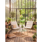Ensemble salon de jardin 2 personnes Oslow métal vert sauge et coussins gris clair