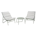 Ensemble salon de jardin 2 personnes Oslow métal vert sauge et coussins gris clair