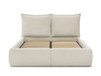 GARANCE Lit coffre GARANCE avec tête de lit effet oreiller tissu bouclette