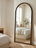 Miroir en pied avec arc en bois de sycomore