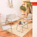 Noto Salon de jardin acier 4 places Kaki