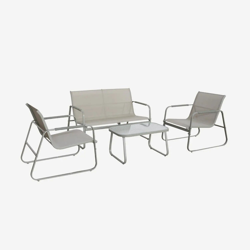 Noto Salon de jardin acier 4 places Kaki