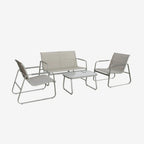 Noto Salon de jardin acier 4 places Kaki