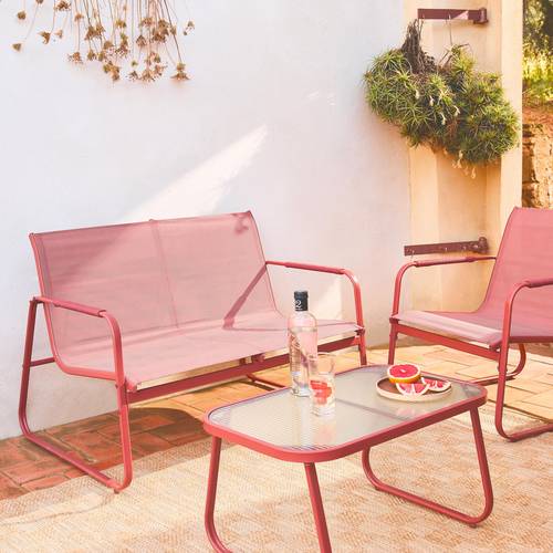 Noto Salon de jardin acier 4 places Pink