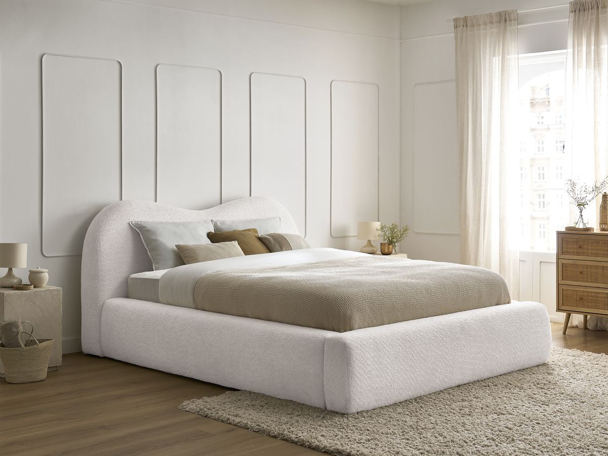 ORLANE Lit coffre ORLANE tissu bouclette - Blanc