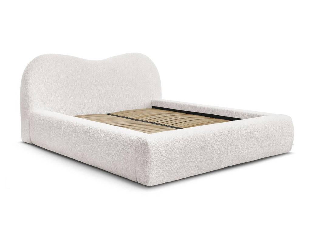 ORLANE Lit coffre ORLANE tissu bouclette - Blanc