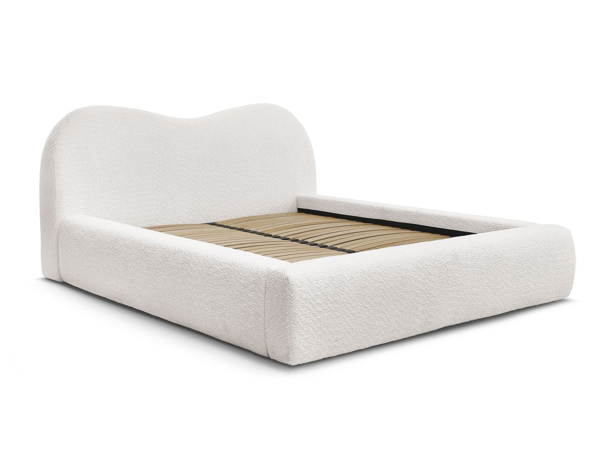 ORLANE Lit coffre ORLANE tissu bouclette - Blanc