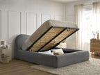 ORLANE Lit coffre ORLANE tissu bouclette - Gris