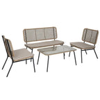 Salon de jardin 4 personnes Bali marron naturel