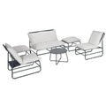 Salon de jardin Oslow 6 personnes acier et textilène gris foncé et blanc