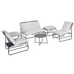 Salon de jardin Oslow 6 personnes acier et textilène gris foncé et blanc