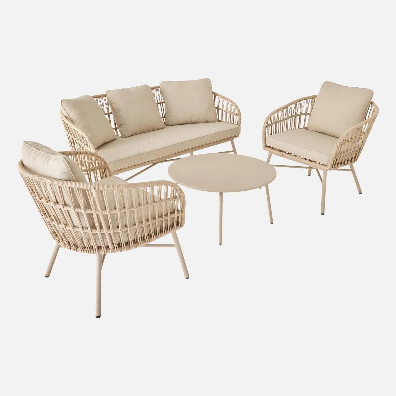 Vatuo Salon de jardin acier et cordes 4 places