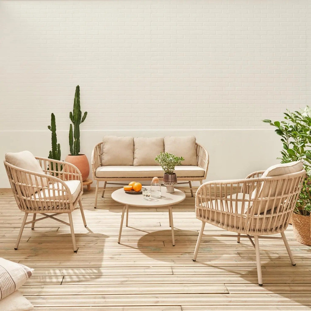 Vatuo Salon de jardin acier et cordes 4 places